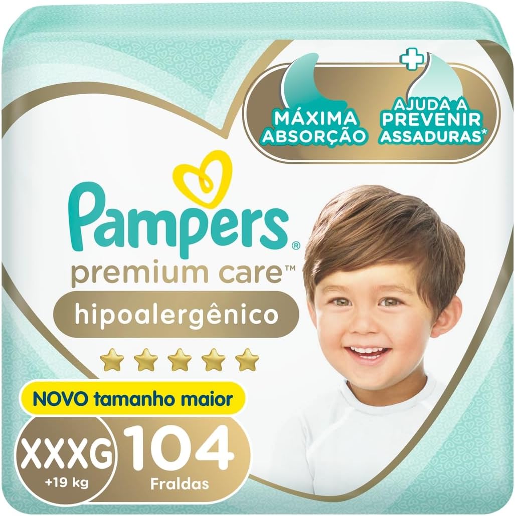 Fralda Pampers Premium Care Tamanho XXXG 104 Unidades