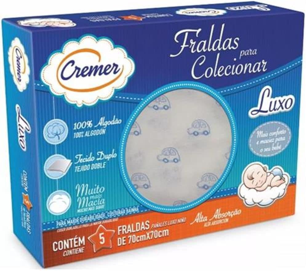 Cremer Fralda Luxo Estampa Masculina Pc Com 5 Unidades  Embalagem Pode Variar 