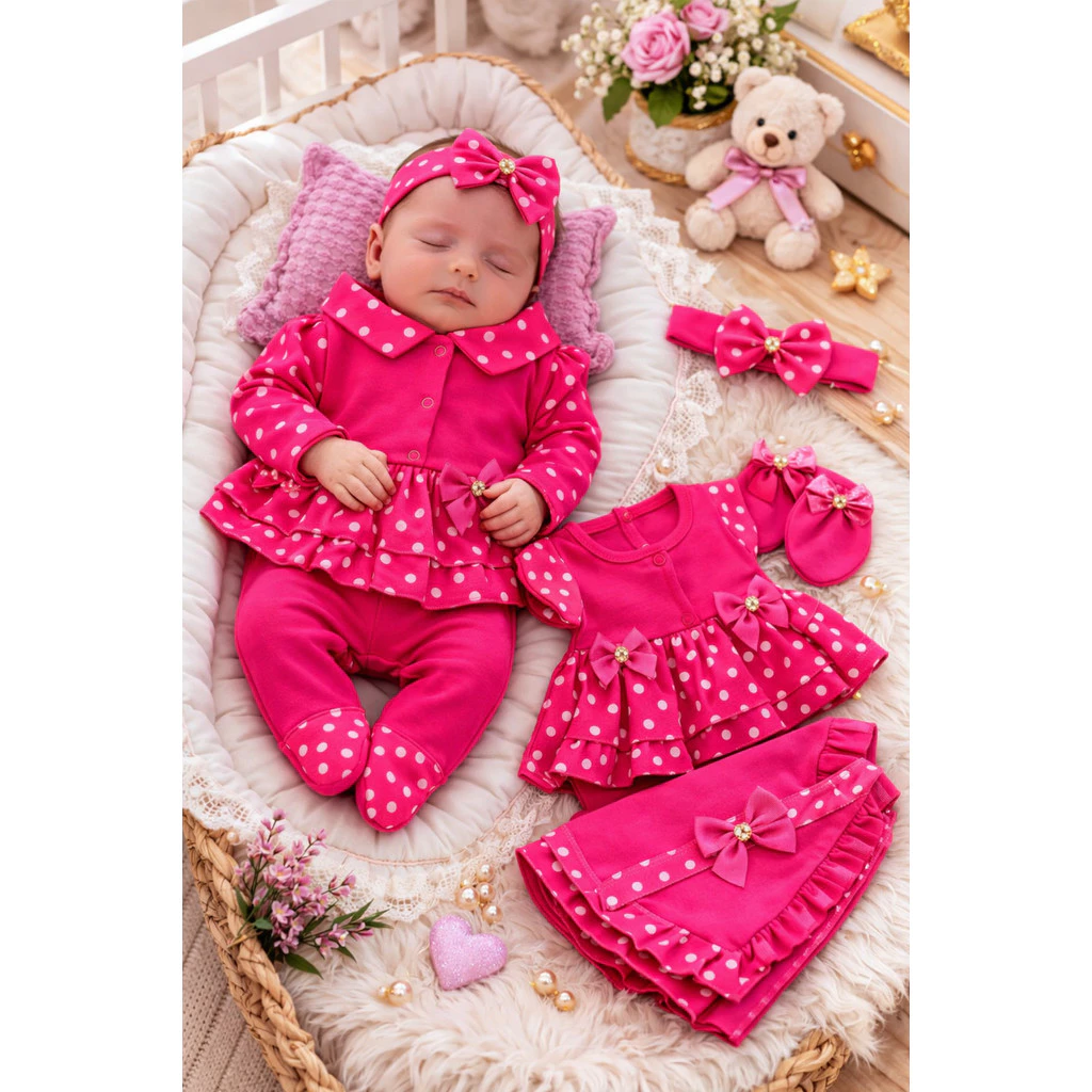 Saida Maternidade menina bebê 5 peças