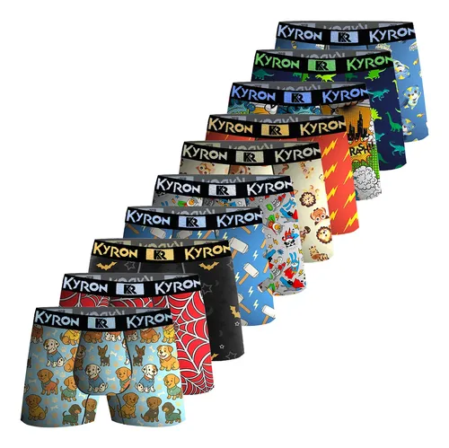 Kit 10 Cuecas Boxer Microfibra Menino Kyron Infantil