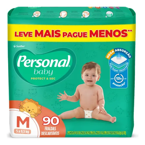 Fralda Infantil Baby Protect & Sec 90 Uni Tamanho M Personal