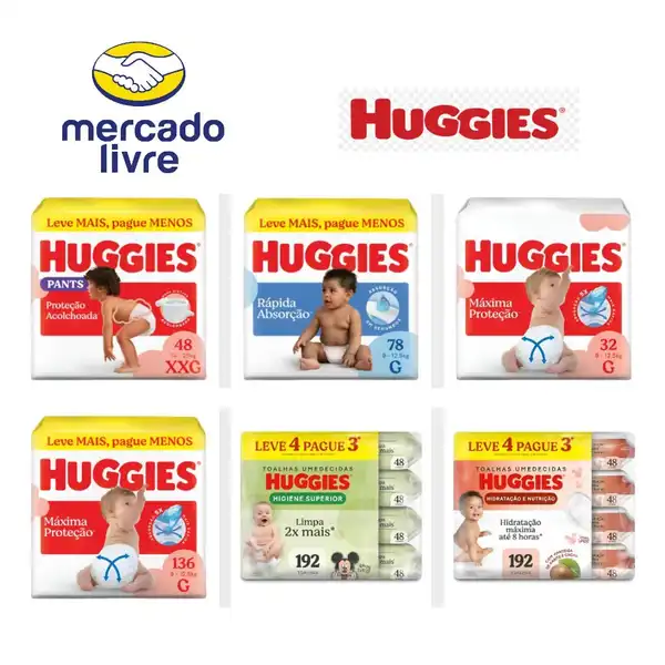Huggies com 20% off do cupom no Mercado Livre!
