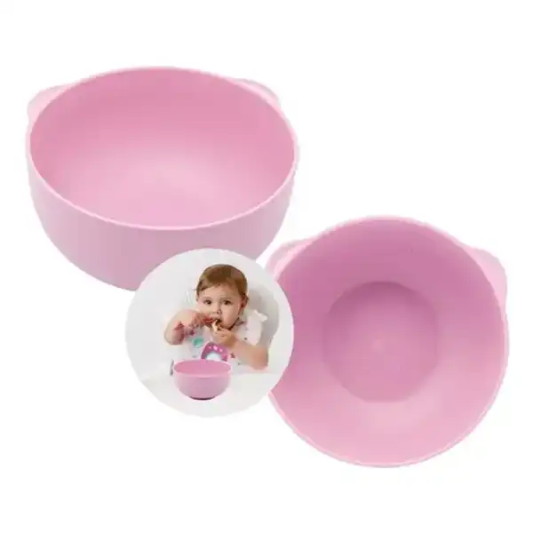 LYOR - Bowl de Bambu e PP Baby Bear Rosa 13 5cm x 13 5cm x 6 5cm