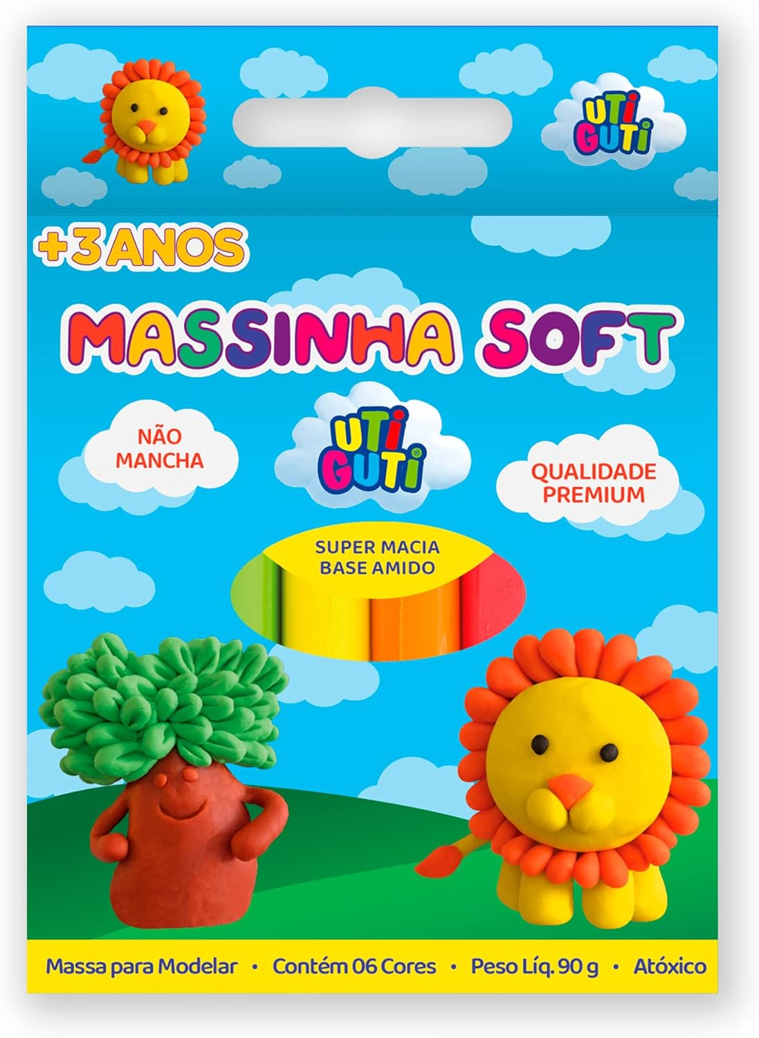 UTIGUTI Massinha Soft Massa para Modelar Colorida em Estojo Tradicional 6 Cor...