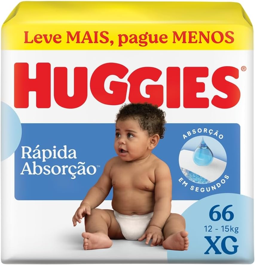 Huggies Fralda Descartável Rápida Absorção XG - 66 Un  embalagem pode variar 
