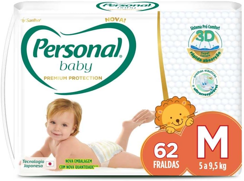 Personal Fralda Baby Premium Protection M  62 Unidades