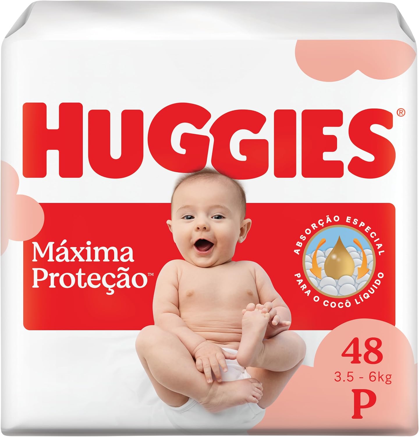 Fralda Descartável Huggies Máxima Proteção Tamanho P 48 unidades – com absorção ...