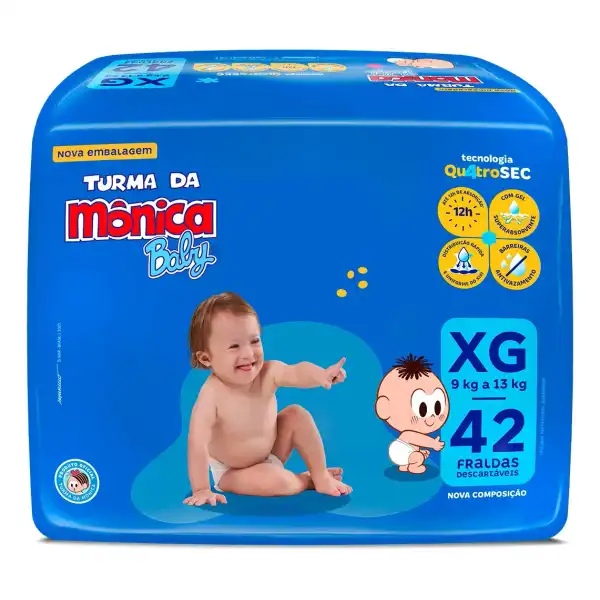 Fralda Descartável Turma da Mônica Baby XG Pacote 42 Unidades