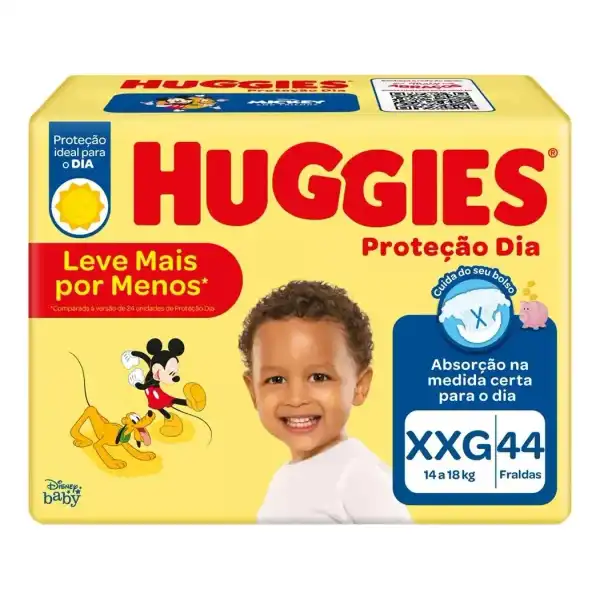Huggies Fralda Descartável Proteção Dia Hiperzinha Xxg 44 unidades