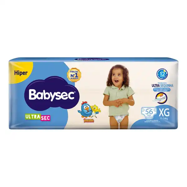 Fralda Babysec Ultrasec Galinha Pintadinha XG com 56