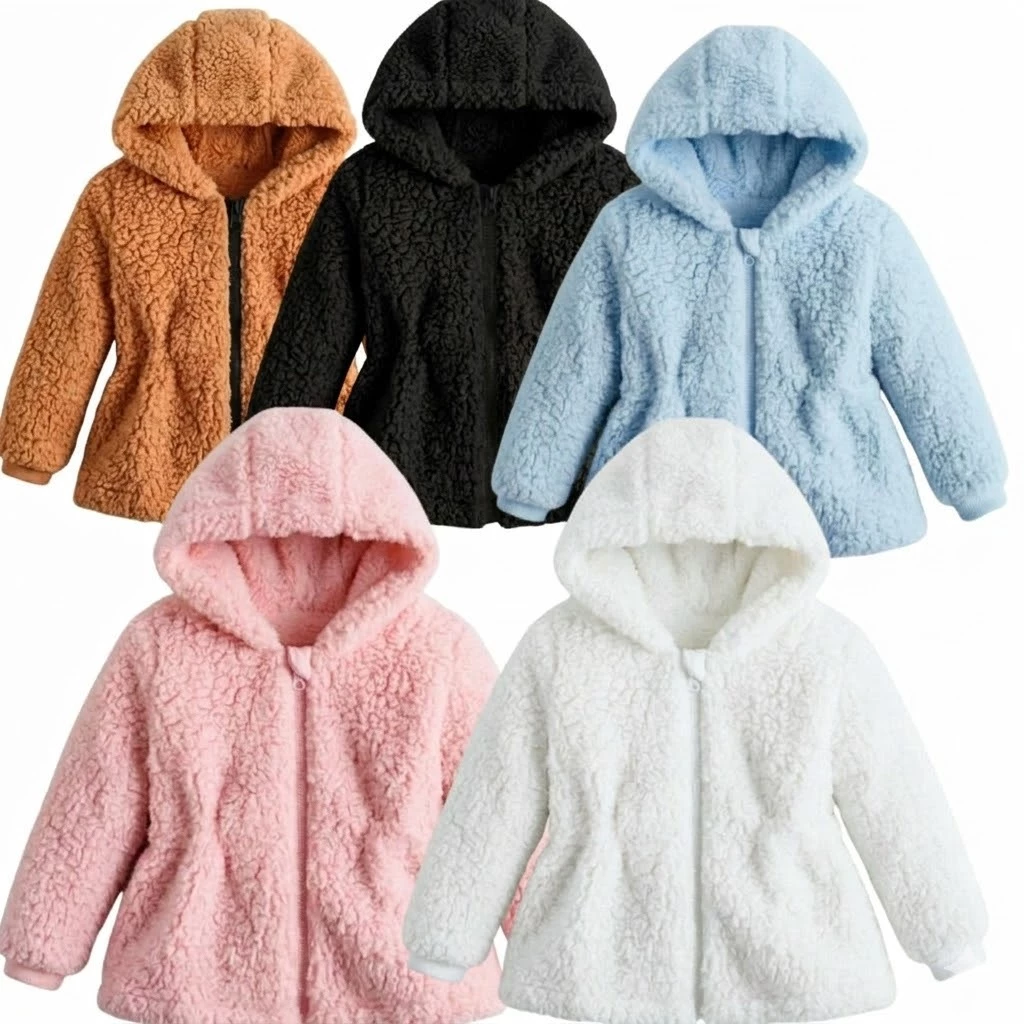 Casaco Teddy Infantil Menina Capuz Blusa Touca com Ziper Ted Tedy  Forrado Quent...
