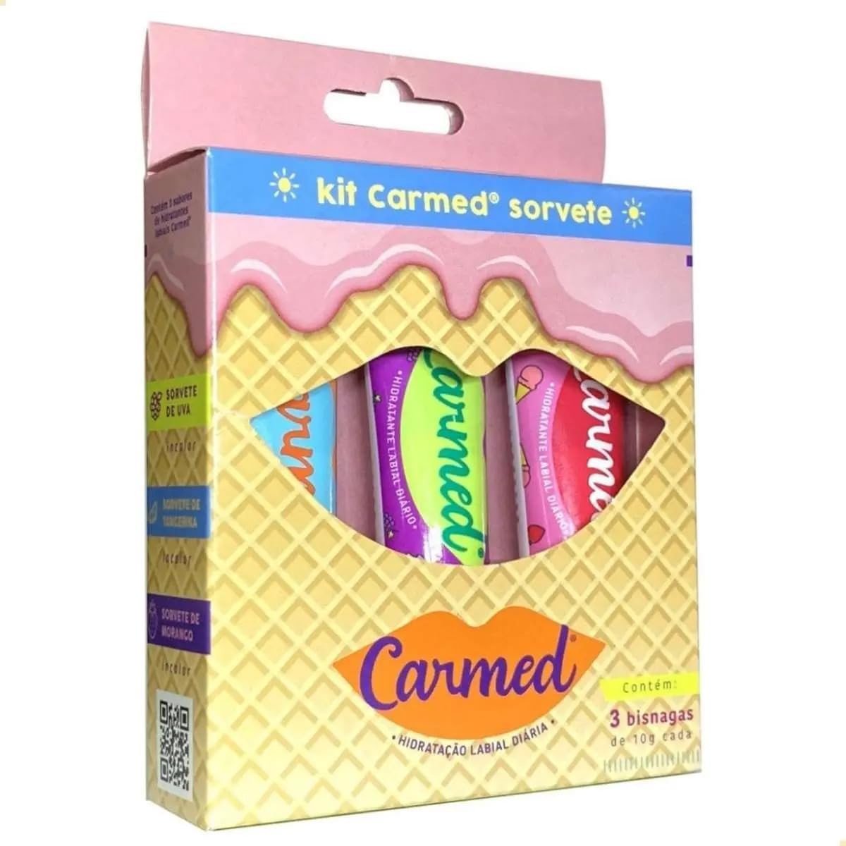 Carmed – Kit Hidratante Labial Sorvete 3x10g | Coleção com 3 Sabores Gelados | H...