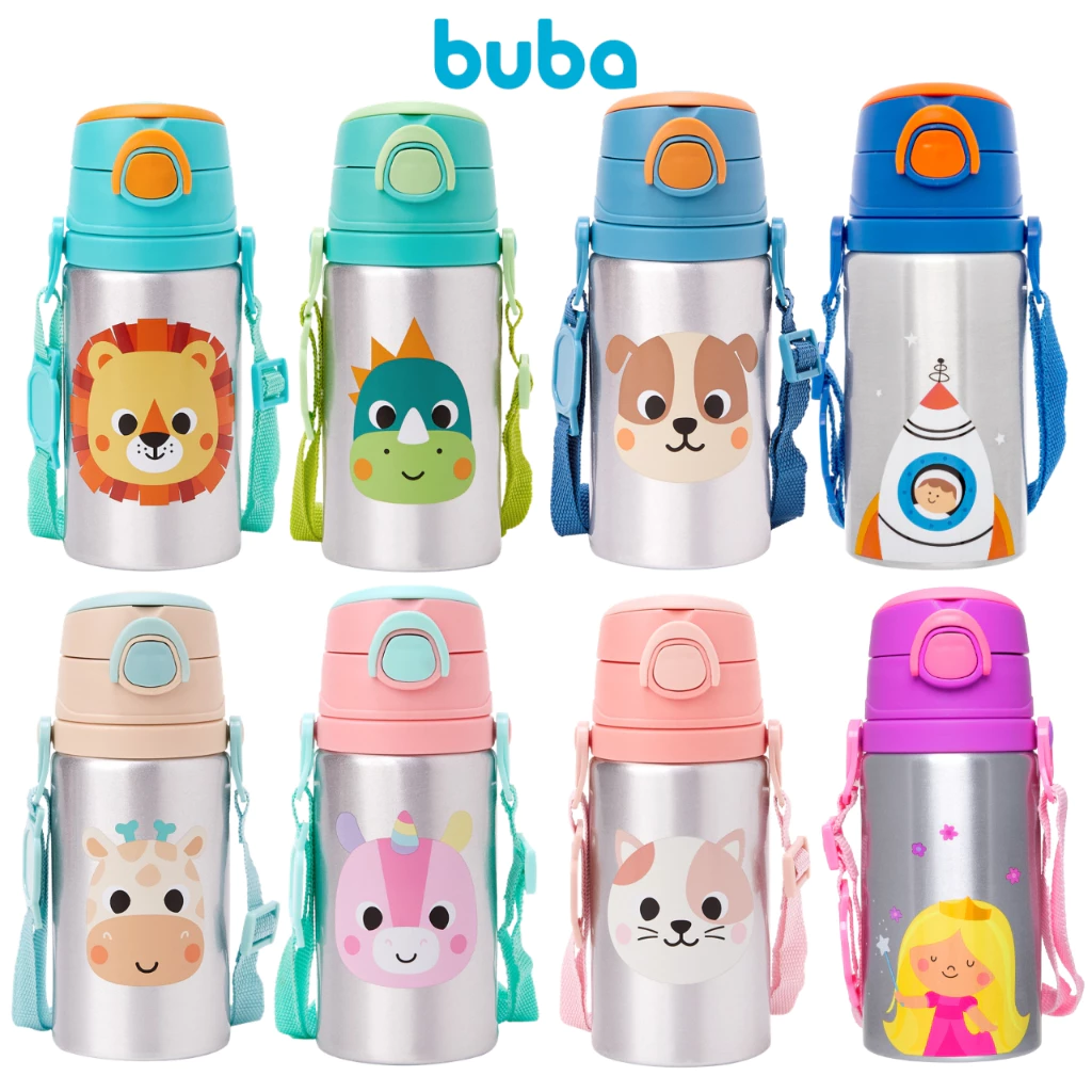 Lançamento Garrafinha Alumínio Infantil Novos Modelos 2026 Buba Canudo Silicone ...