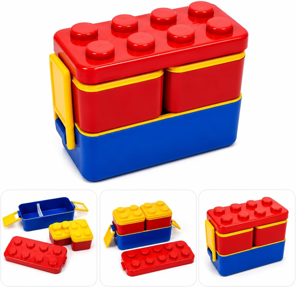 Marmita Lancheira Infantil Montável com 3 Potes Empilháveis  Plástico BPA Free  ...