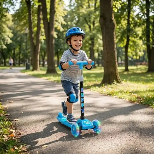 Patinete Infantil 3 Rodas Led Dobrável Luppy Azul Maxi Toys