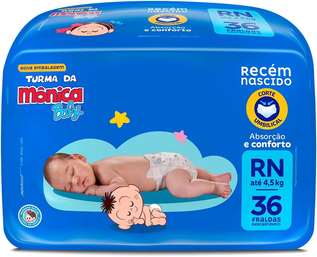 Fralda Turma da Mônica Baby Jumbo RN 36 Unidades