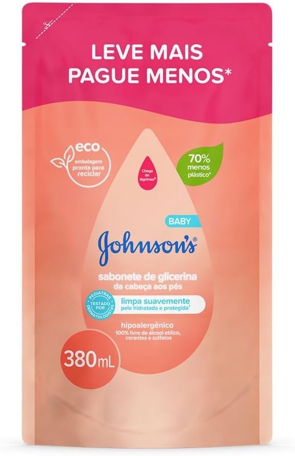 Sabonete Líquido Refil Glicerina Da Cabeça Aos Pés Johnson's Baby  380ml
