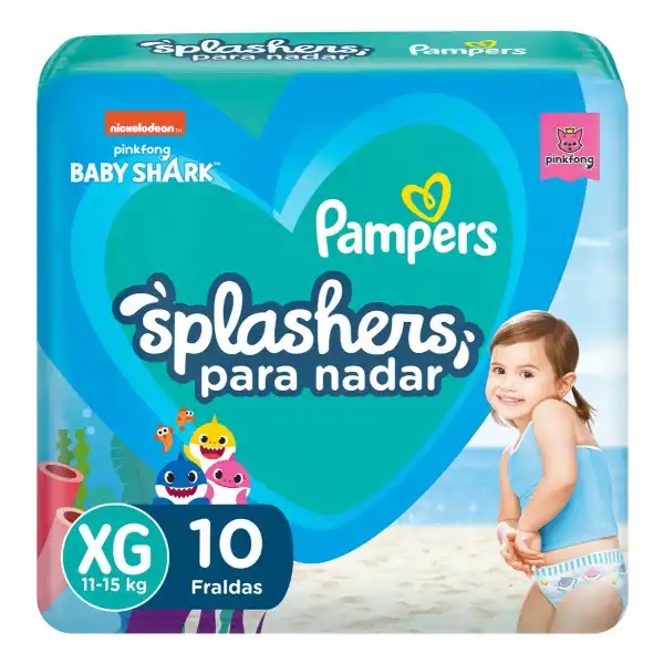 Fralda Para Nadar Pampers Splashers Baby Shark Tamanho XG 10 Unidades