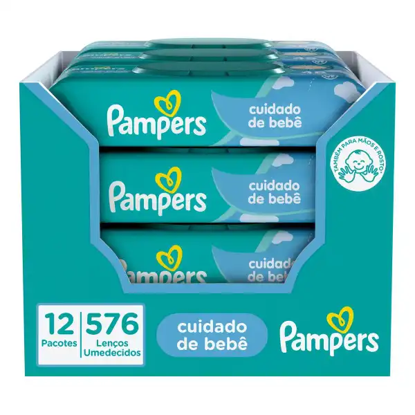 Lenços Umedecidos Pampers, Cuidado de bebê 12 pacotes em total 576 Unidades