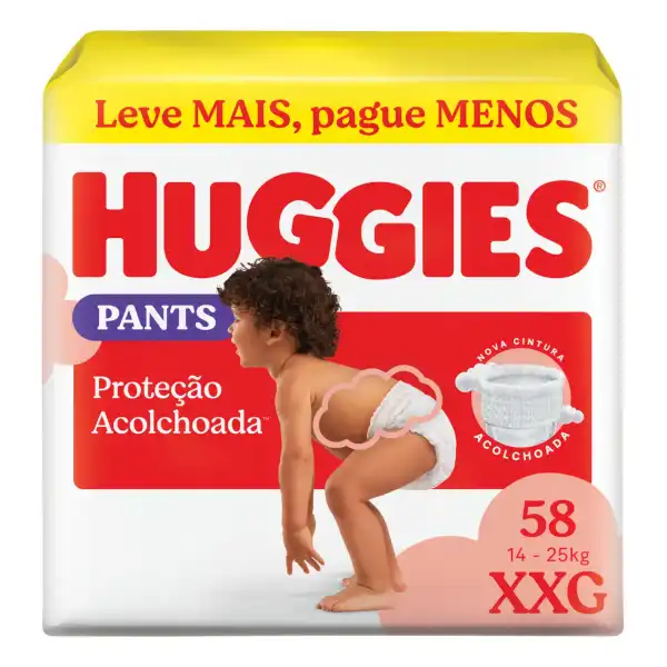 Huggies Fralda Pants Roupinha Proteção Acolchoada XXG - 58 Un