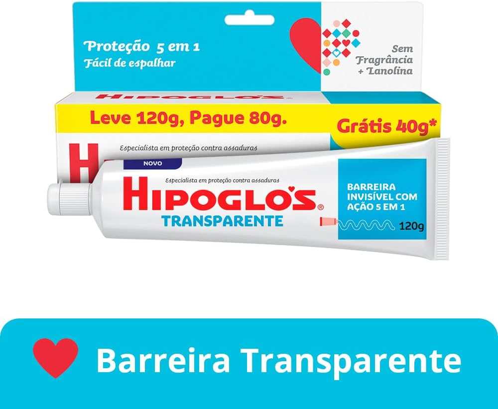 Hipoglós Creme Preventivo de Assaduras Transparente  Leve 120g Pague 80g