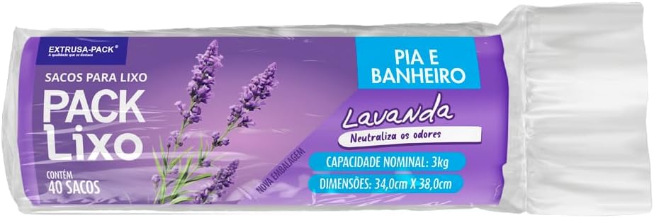 Saco De Lixo PACK LIXO Lavanda Pia e Banheiro  34X38  - Sacos de lixo perfumardo...