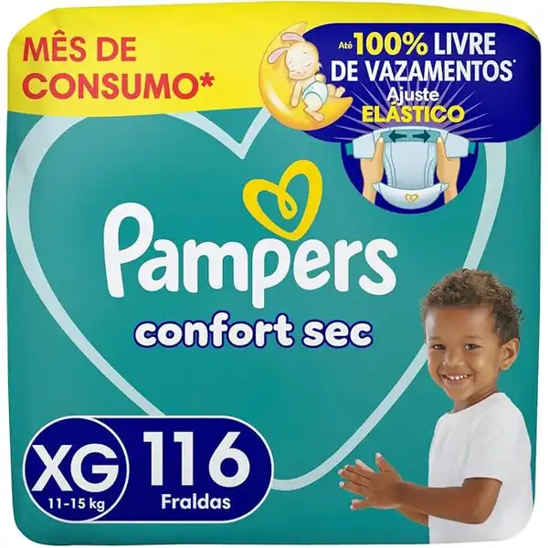 Fralda Pampers Confort Sec Tamanho XG 116 Unidades