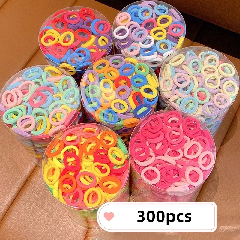 100-300pcs Faixas De Cabelo Para Crianças Em Nylon Scrunchie Hair Ties Rubber Ba...