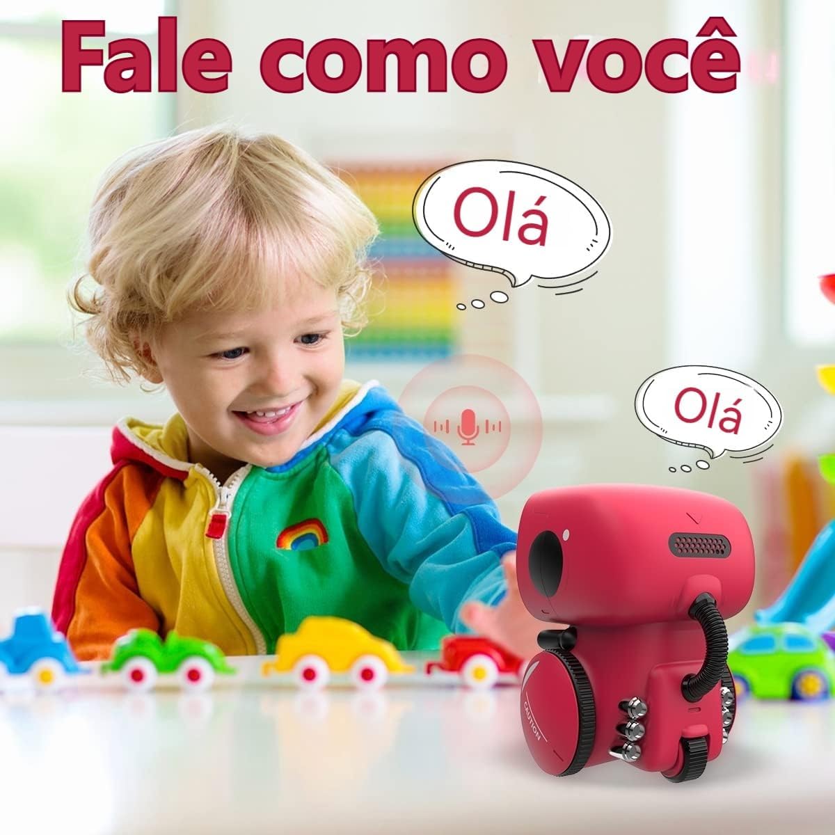 Robô De Controle De Voz Interativo Para Crianças Inteligente  Vermelho 