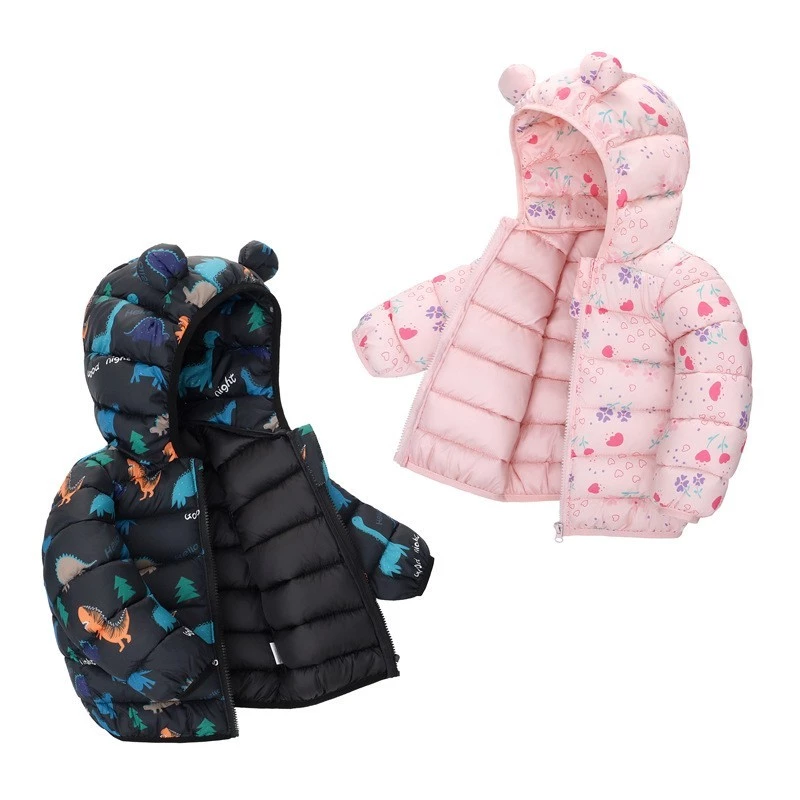 Jaqueta Acolchoada De Algodão Com Capuz De Inverno Para Meninos E Meninas De 1 A...