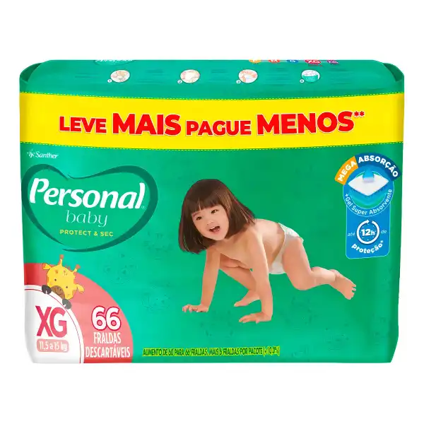 Fralda Personal Baby Protect&Sec XG com 66