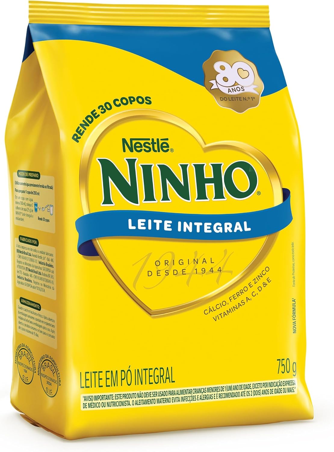 Ninho  Leite Po Integral  Pacote 750g