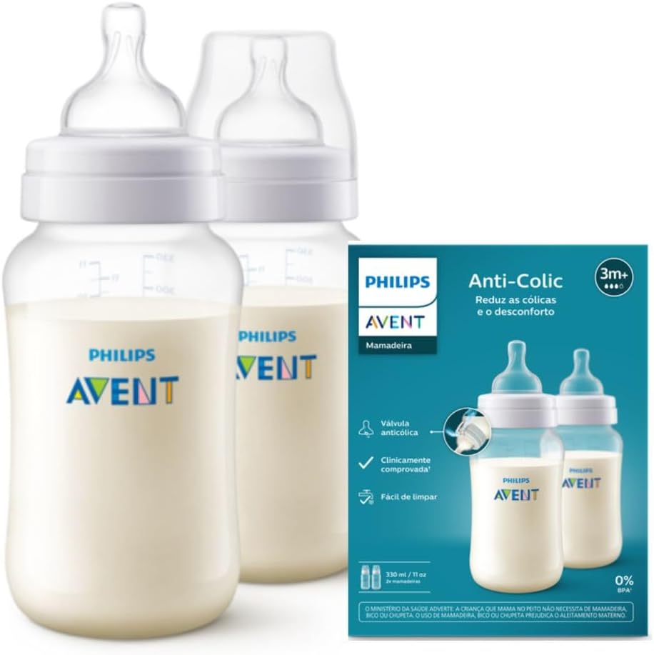 Kit Duplo Mamadeira Anti-Colic SCY106 02 Philips Avent 330ml Transparente