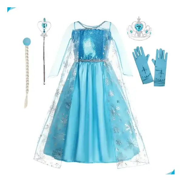 Fantasia de Princesa Com Capa E Acessórios (Tam. 2 ao 8)