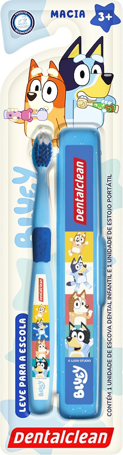 Escova de Dente Infantil Dentalclean Bluey Escolar Macia Azul