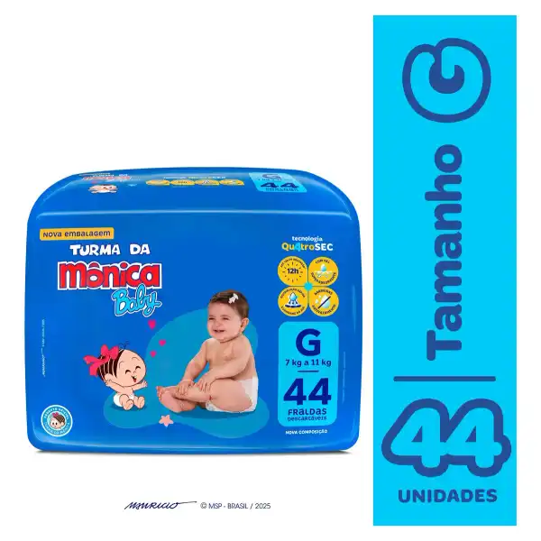 Fralda Turma Da Mônica Baby Mega G 44 Unidades G