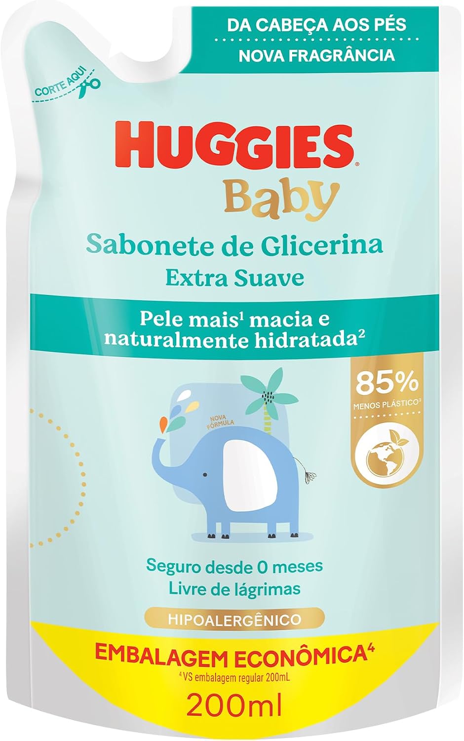 Sabonete Líquido Glicerina Huggies Extra Suave Refil 200 ml